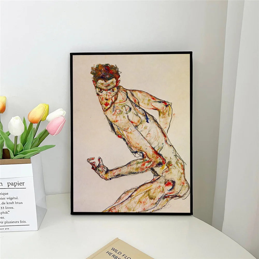 1pc E-Egon S-Schiele Self-adhesive Art Poster Waterproof Paper Sticker Coffee House Bar Room Wall Decor