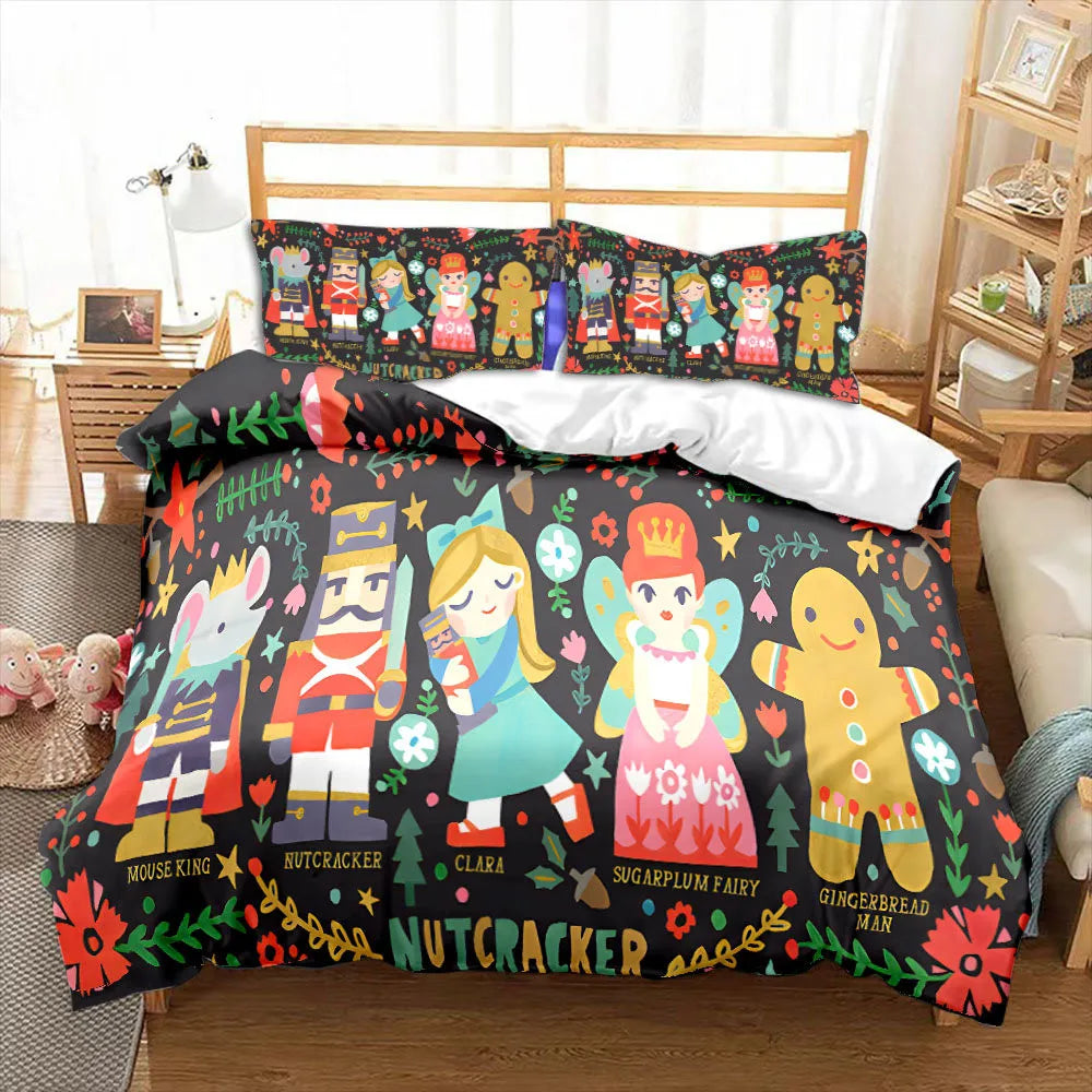 Nutcracker Cartoon Duvet Cover Merry Christmas Navidad Gifts Child Bedroom Decoration Women Men Cartoon Royal Guarder Queen Size