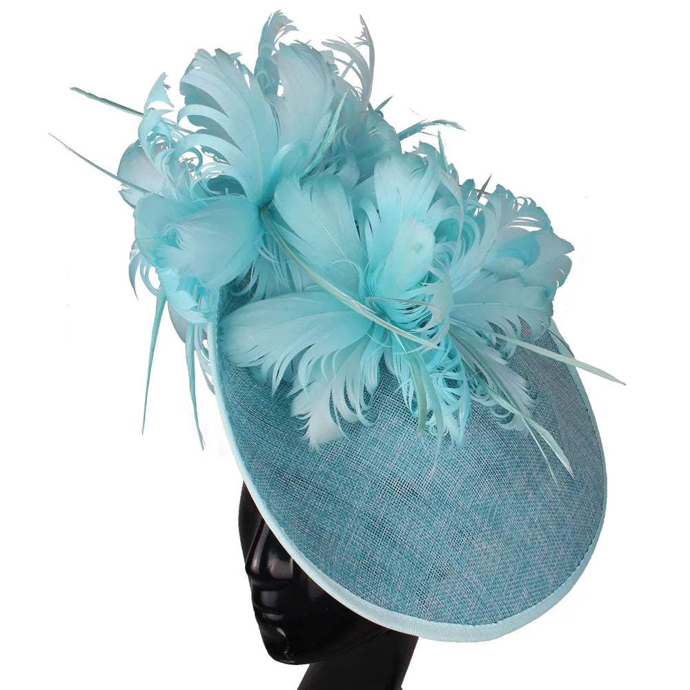 Elegant Floral Feather Fascinator Hat – Women's Derby & Wedding Formal Headpiece with Headband