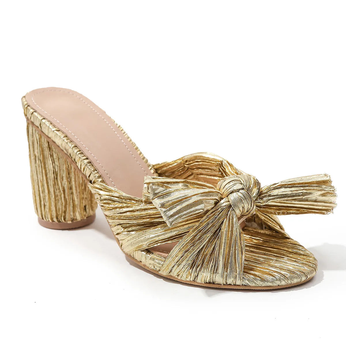 Cute Bow High Heel Sandals – Round Heel Formal Party Shoes for Women