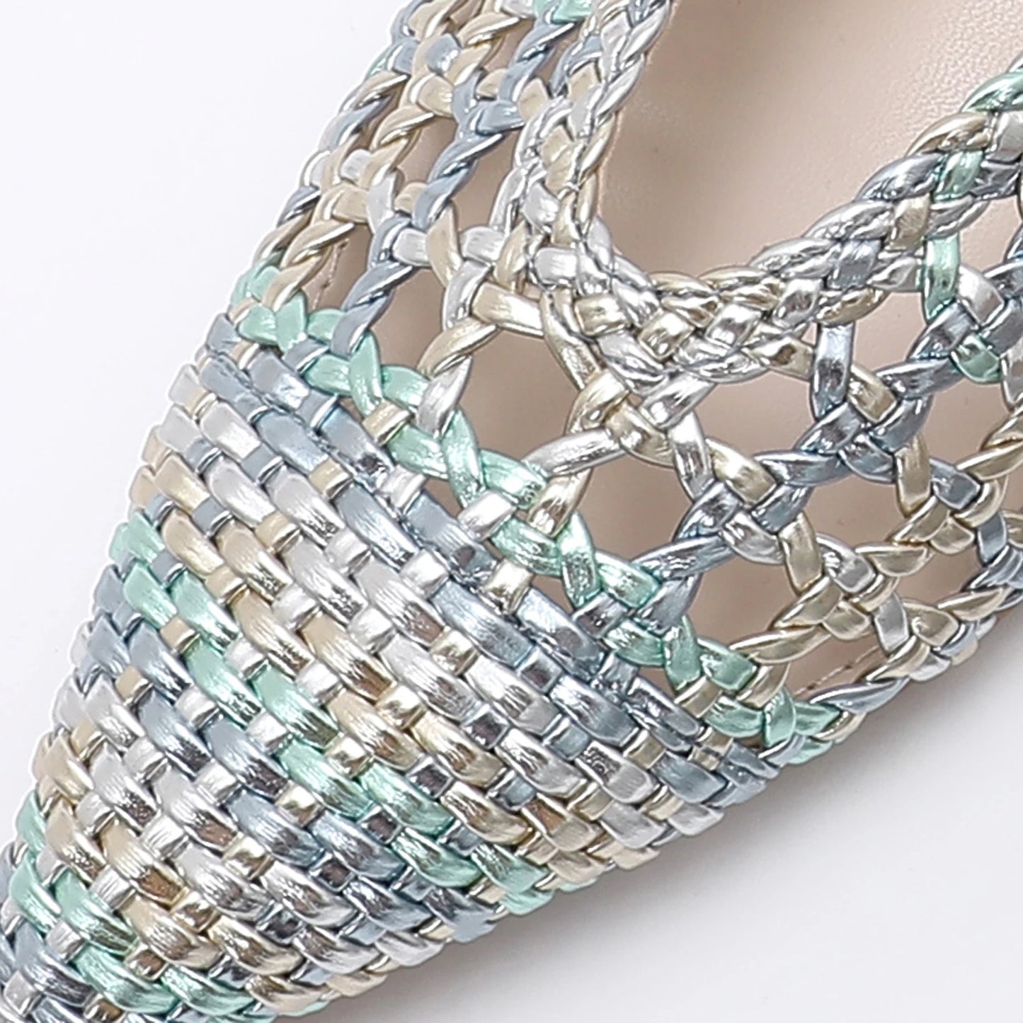 Trendy Women Braided Pointed Toe Slingback Fashion Flat Bottom Elastic Backstrap Sandals