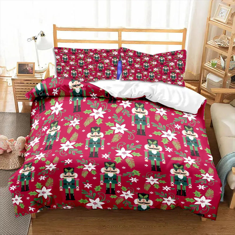 Nutcracker Cartoon Duvet Cover Merry Christmas Navidad Gifts Child Bedroom Decoration Women Men Cartoon Royal Guarder Queen Size