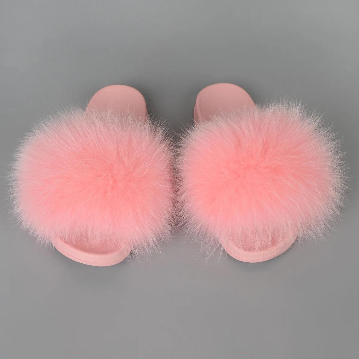 Luxurious Real Fur Slippers – Fluffy House Shoes & Summer Fur Slides for Women, Stylish Flat Furry Sandals Media 1 of 14
