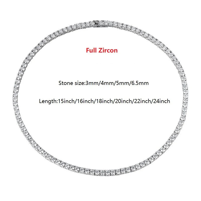 Luxury Moissanite Tennis Necklace – S925 Sterling Silver, GRA Certified, Unisex Hip-Hop Chain, Fine Jewelry Gift for Women