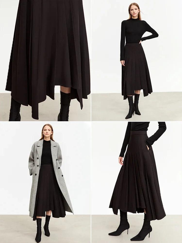 Women's 2023 Winter Wool A-Line Pleated Skirt— Irregular Three-Dimensional Design, Loose Fit