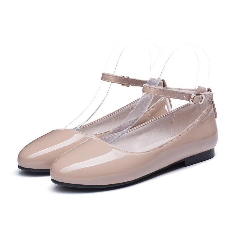 Spring Women's Flat Loafers  -  Casual Elegant Shoes with Ankle Straps, Red, Pink, White Footwear, Perfect for Daily Wear and Dance