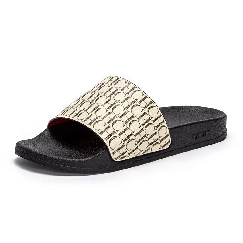 Fashionable Classic Simplicity Women’s Slippers – PVC Material, Letter Print, Outdoor Casual Flat Bottom