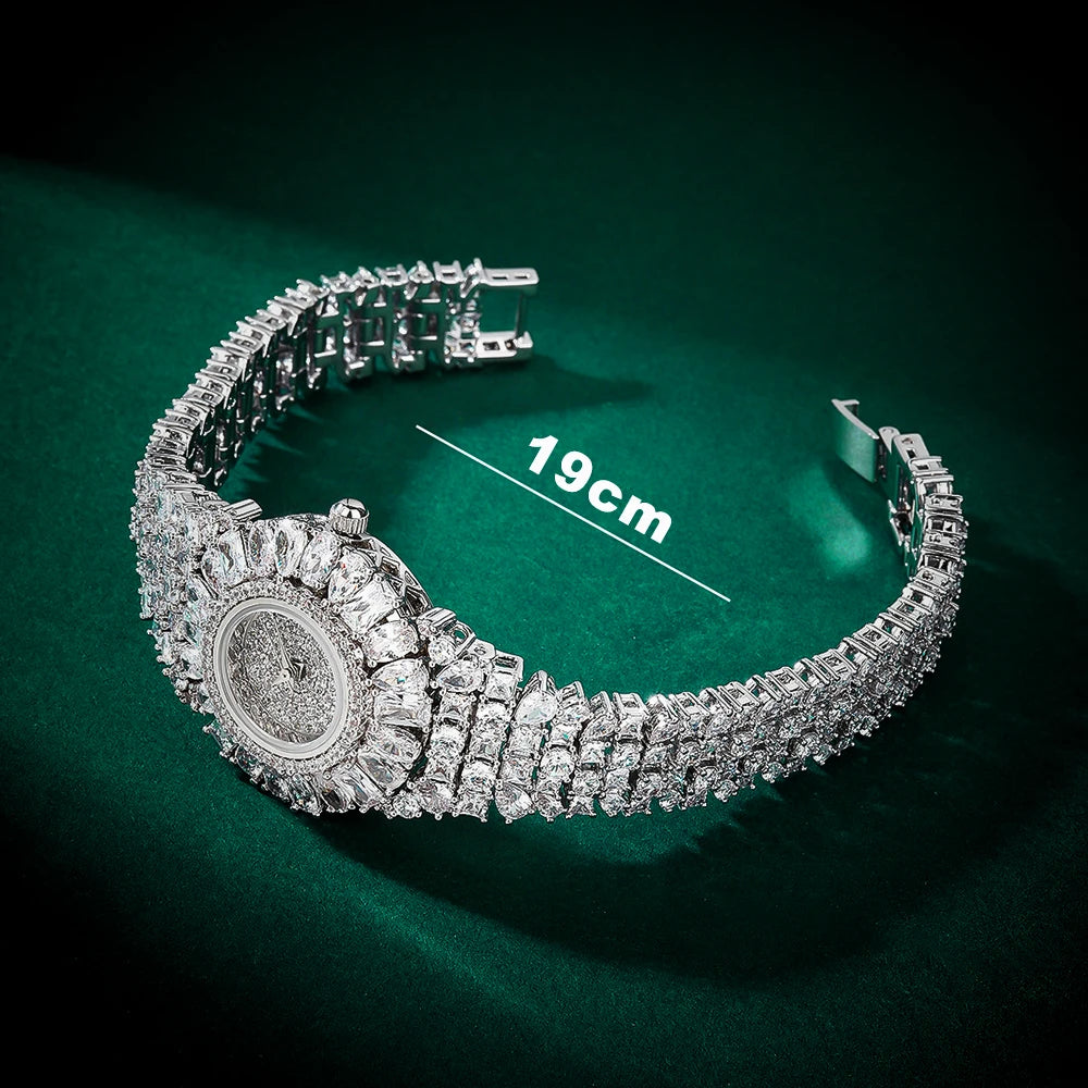 HER JEWELIFE 19cm Women's Full Crystal Watch AAA Cubic Zirconia Bracelet Watch for Wedding Party Jewelry | Japan Movement | Waterproof
