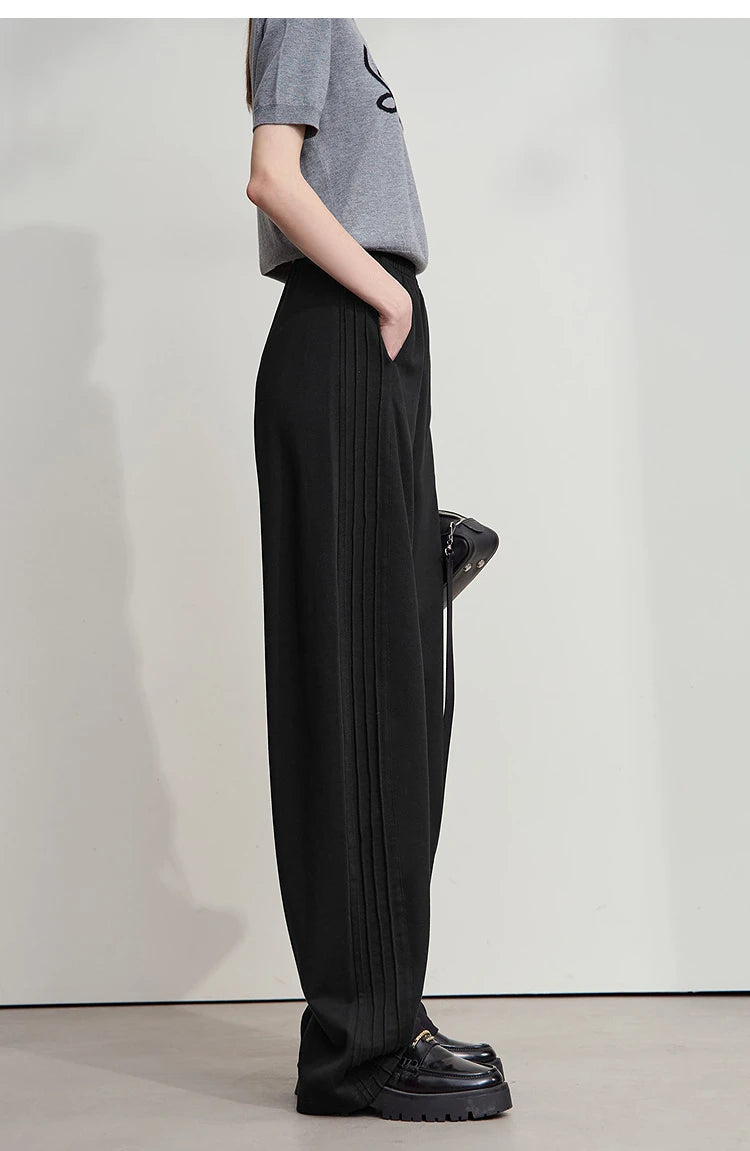 Minimalist Cotton Knit Wide Leg Pants – Loose Casual Trousers for Women