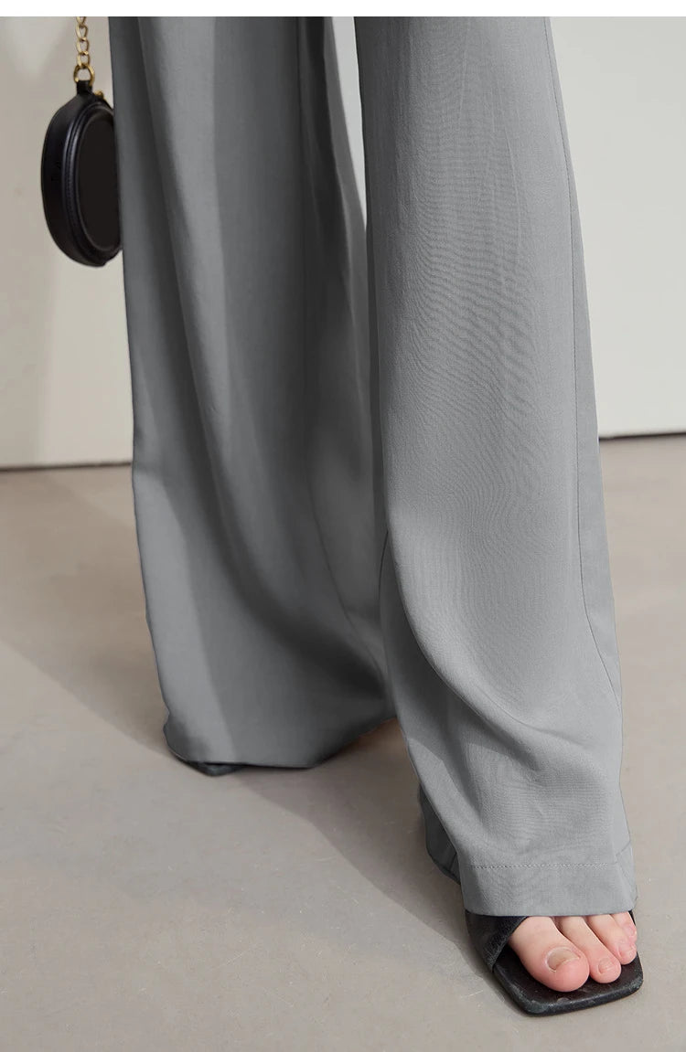 Women’s Solid Drawstring Wide Leg Pants – Casual Loose Full-Length Trousers New Fashion