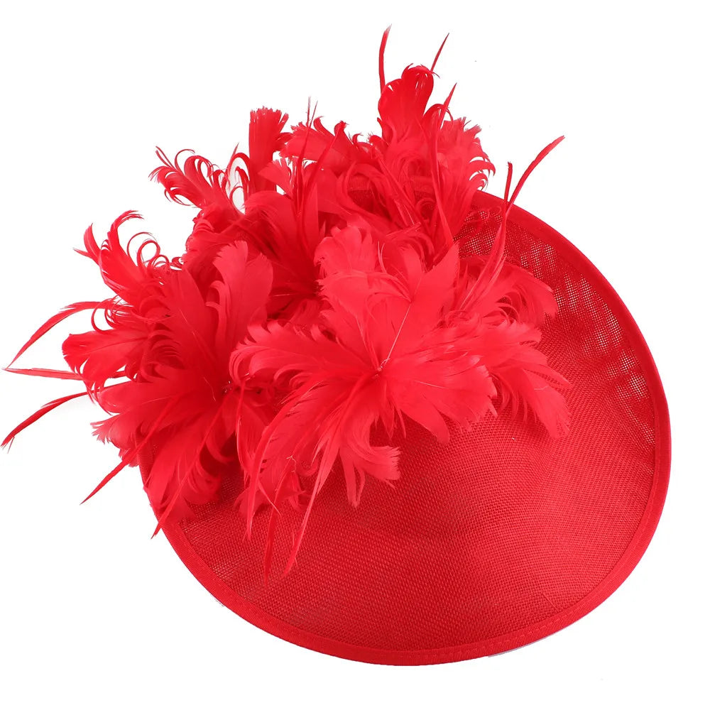 Elegant Floral Feather Fascinator Hat  -  Women's Derby & Wedding Formal Headpiece with Headband
