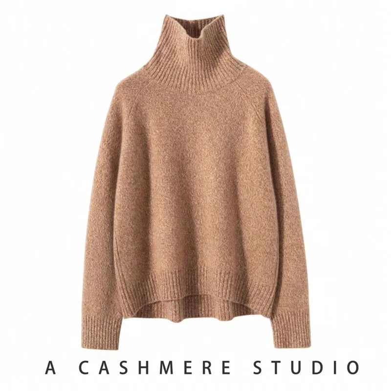 Hot Sale 2023 Autumn Winter 100% Cashmere Sweater Women's Turtleneck Soft Warm Pullover Female Loose Large Size Knitted Jumper
