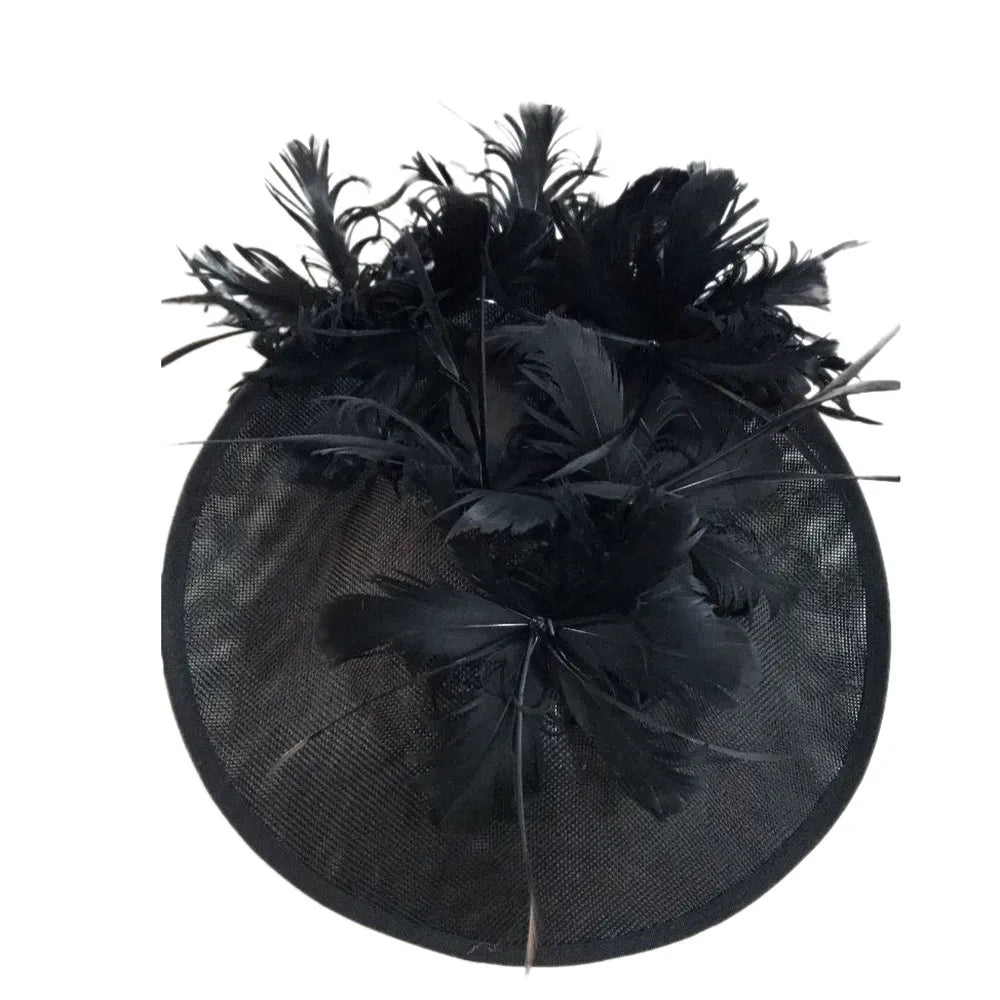 Elegant Floral Feather Fascinator Hat  -  Women's Derby & Wedding Formal Headpiece with Headband
