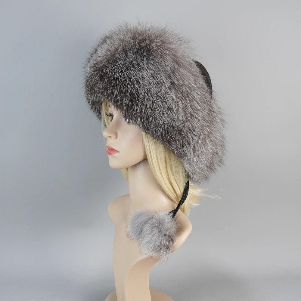 2024 Winter Fashion Women's Fox Fur Hat with Earmuffs - Natural Warmth