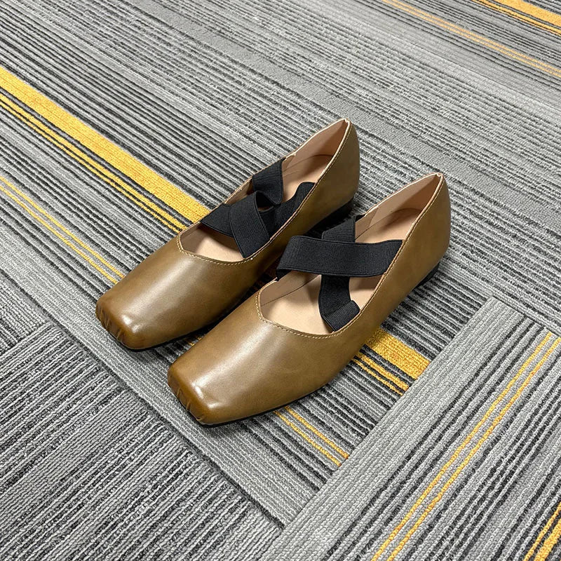 2025 Fashion Elastic Band Footwear Low Heel Ballet Flats Shoes For Women Soft Female Shallow Ladies Heeled Pumps Slip On Shoes
