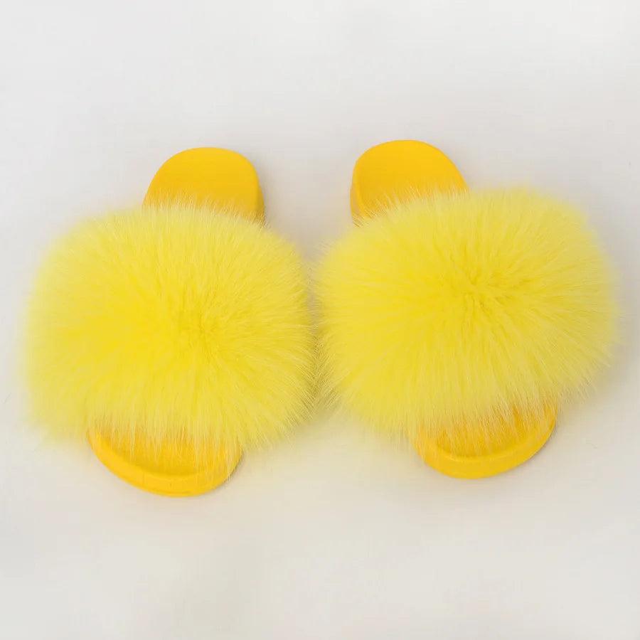 Luxurious Real Fur Slippers – Fluffy House Shoes & Summer Fur Slides for Women, Stylish Flat Furry Sandals Media 1 of 14