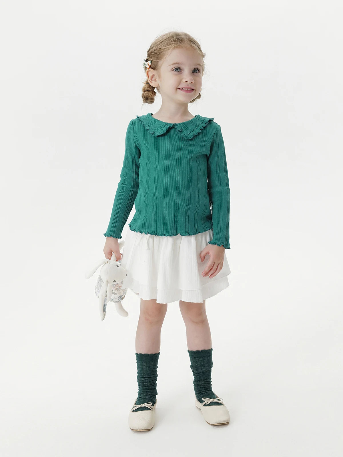 Toddler Girl Sweet Elegant Lace Collar Knit Long Sleeves T-Shirt for Autumn 551608