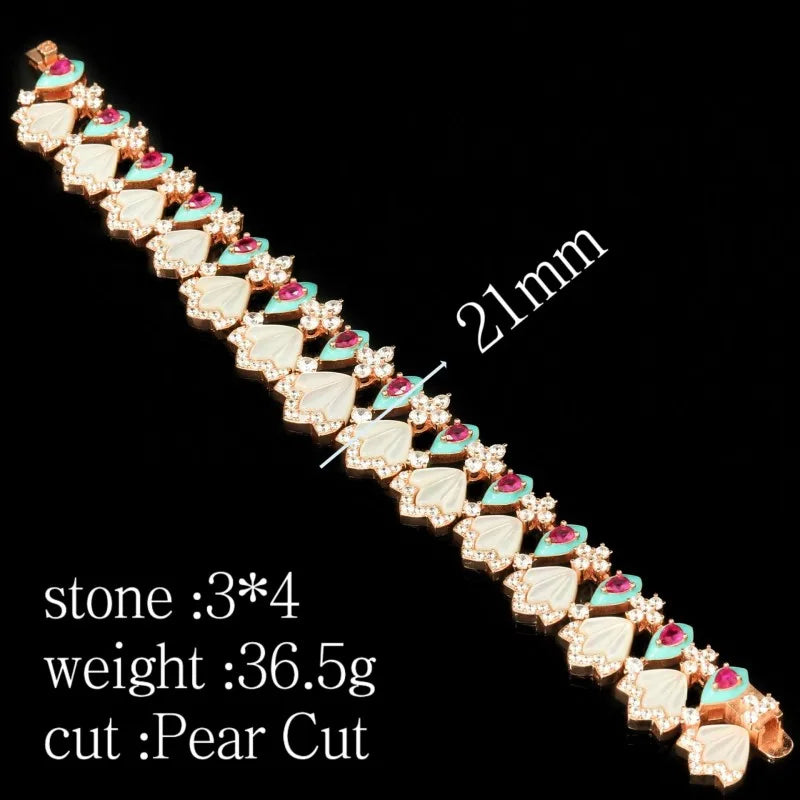 Luxury Designer Zirconia 925 Sterling Silver Shell Pearl Fan Shaped Bracelet For Women Party Evening Dress Fine Jewelry