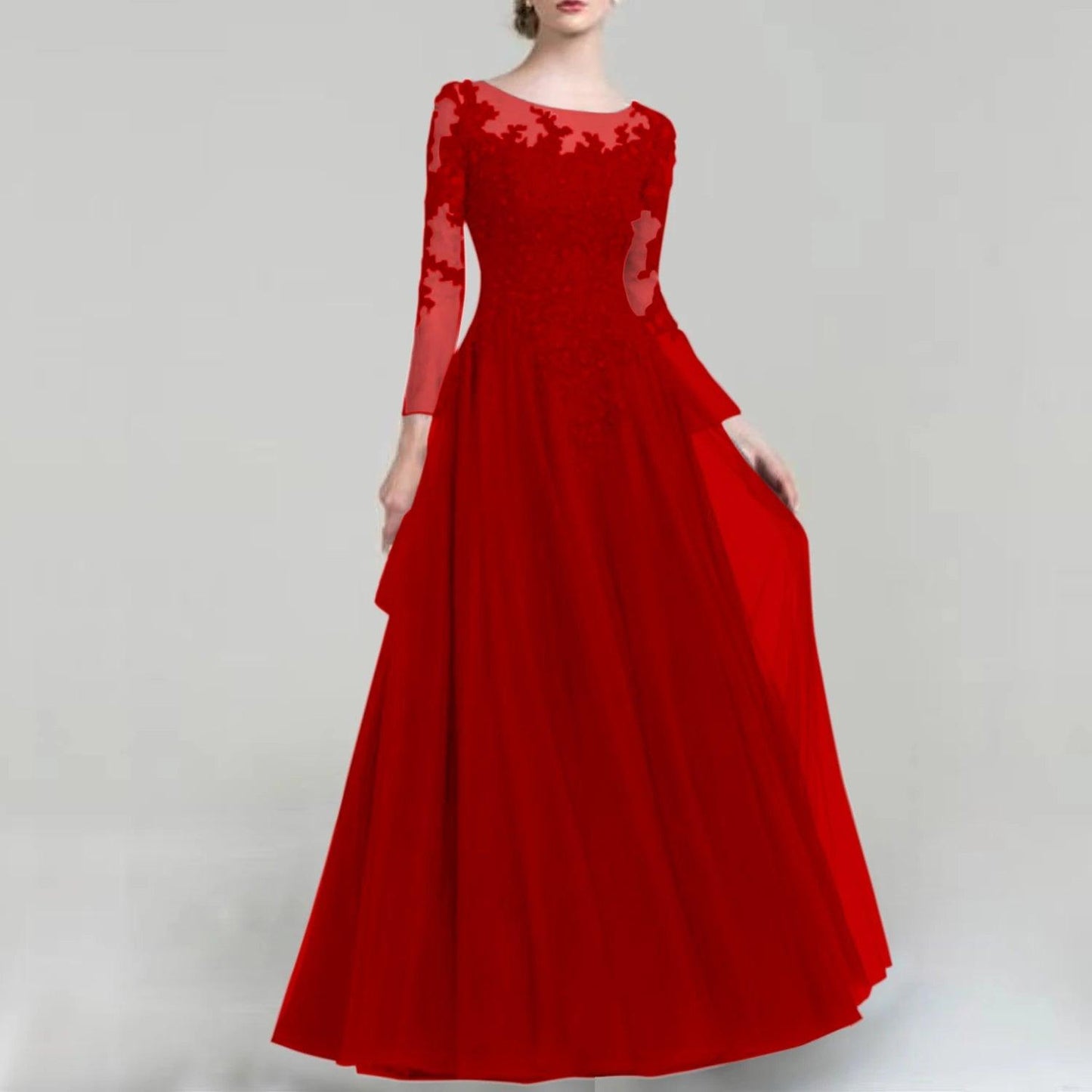 Tulle Scoop Neck Mother of Bride Dress with Sequins