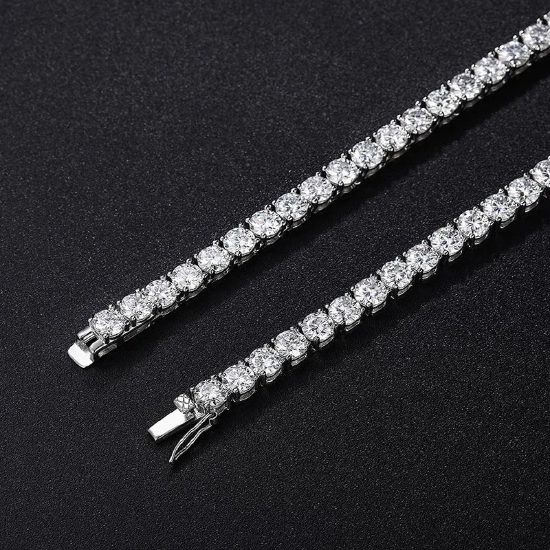 Luxury Moissanite Tennis Necklace – S925 Sterling Silver, GRA Certified, Unisex Hip-Hop Chain, Fine Jewelry Gift for Women