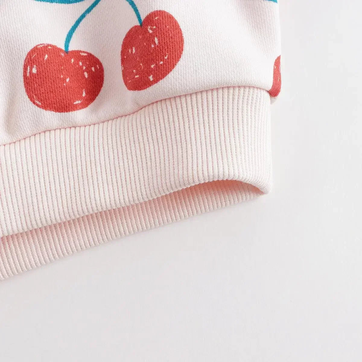 Girls Long Lantern Sleeve Sweatshirts Cherry Printed Round Neck Shirts Soft Cute Pullover Tops 231238