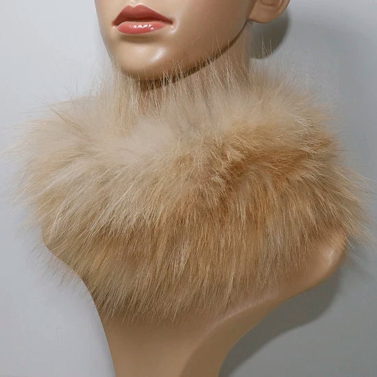 Women's Real Fox Fur Ring Scarf & Headband– Luxury Winter Neck Warmer Muffler, 100% Natural Fur with Good Elastic