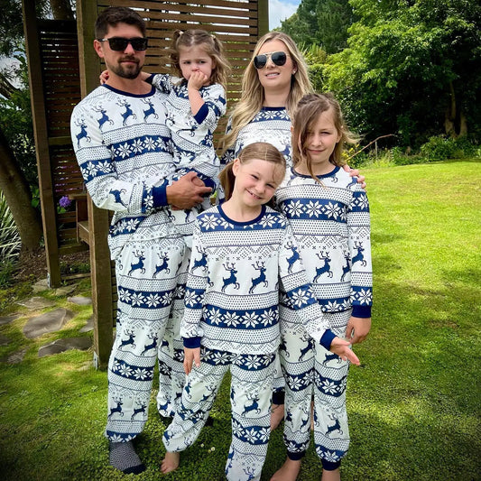 Merry Xmas Family Matching Pajamas Set All Elk Print Mother Father Kids Christmas Clothing Sets Soft Loose Pyjamas Holiday Look - HER SHOP