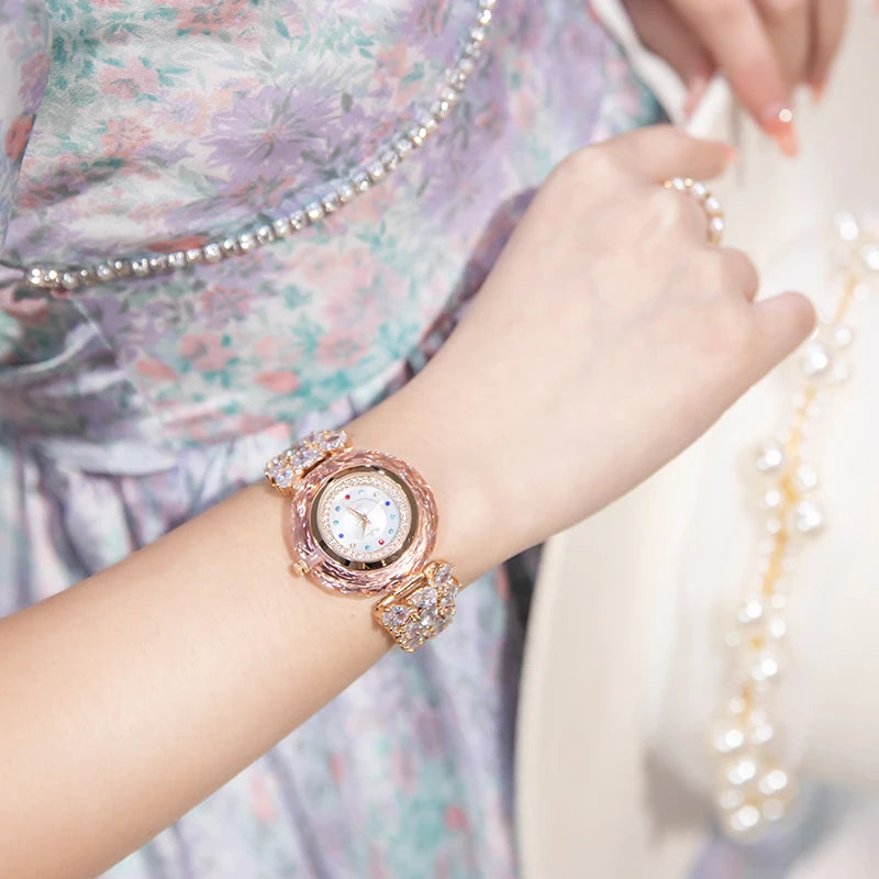 Women's Luxury Crystal Bracelet Watch | Japan Quartz Movement | Rhinestone Shell Dial | Fashion Party Dress Watch with Gift Box - HER SHOP