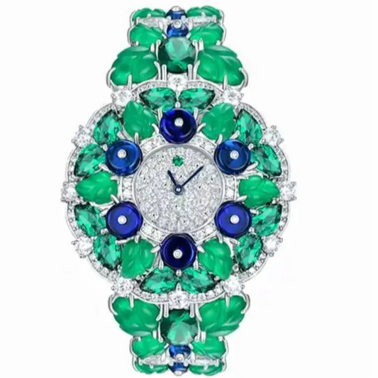 Luxury Woman Bracelet Gemstone Wristwatch 925 Sterling Silver Original High Quality Bracelet Elegant Woman Quartz Watch - HER SHOP