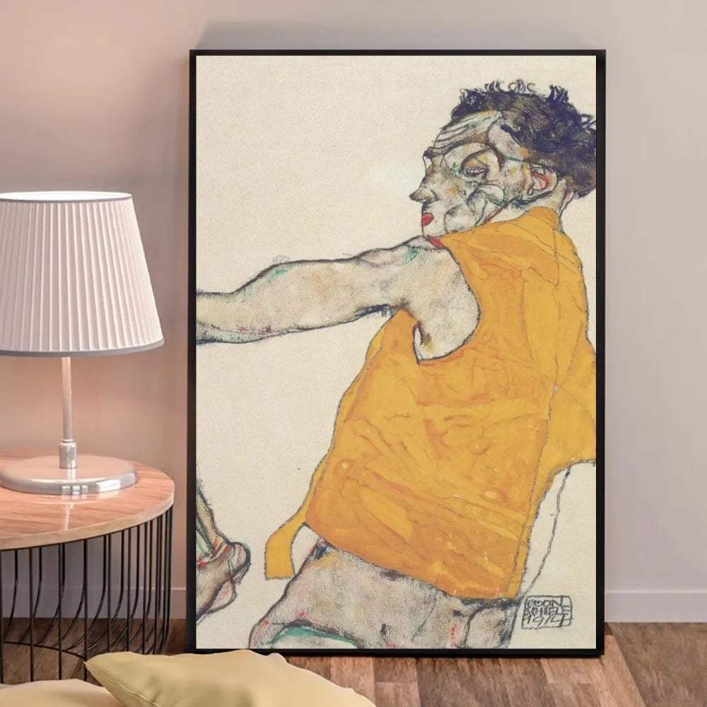 Egon Schiele Body Color Delineation Sketch Figure Poster Good Quality Prints and Posters HD Quality Poster Wall Art Painting