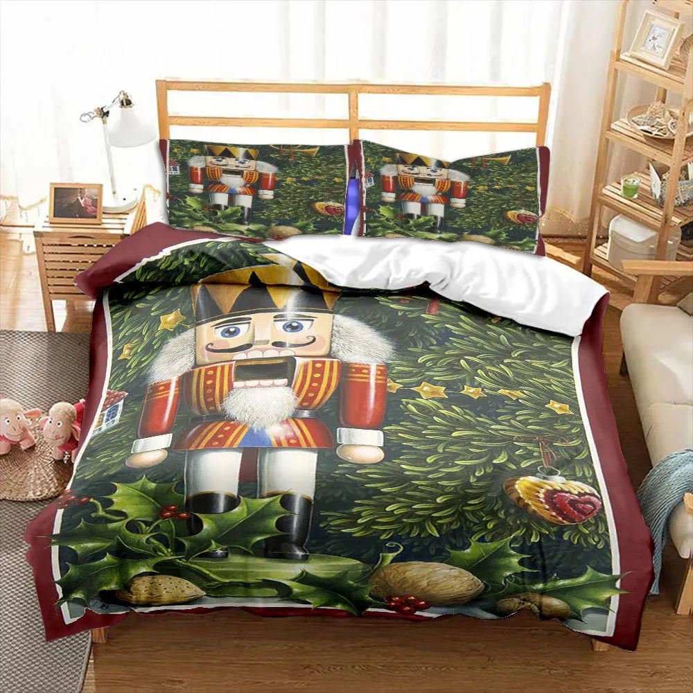 Nutcracker Cartoon Duvet Cover Merry Christmas Navidad Gifts Child Bedroom Decoration Women Men Cartoon Royal Guarder Queen Size
