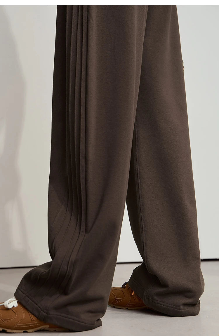 Minimalist Cotton Knit Wide Leg Pants – Loose Casual Trousers for Women