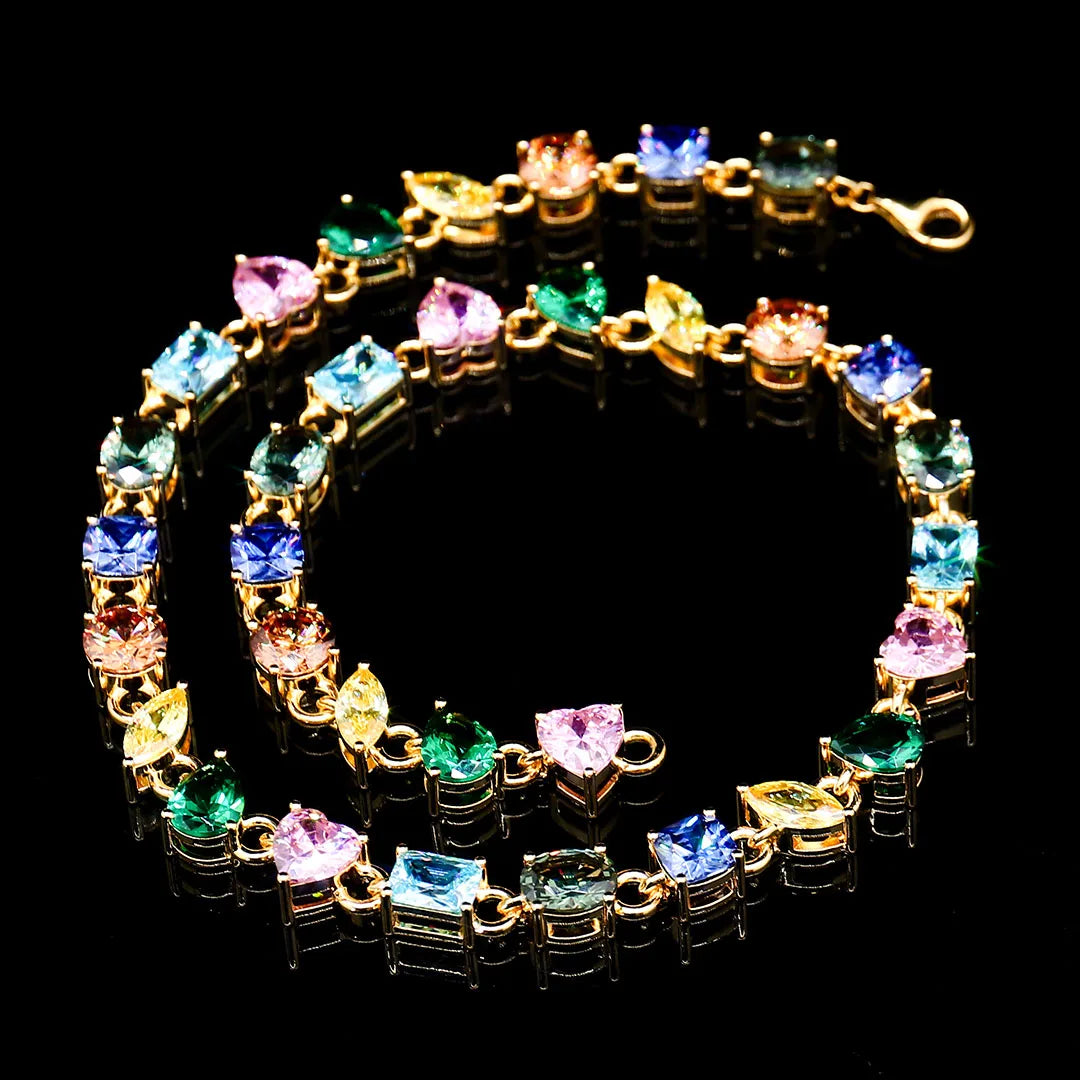 925 Sterling Silver Colorful Lab Sapphire Gemstone Necklace Custom Chain Jewelry for Women | Birthday & Anniversary Gift