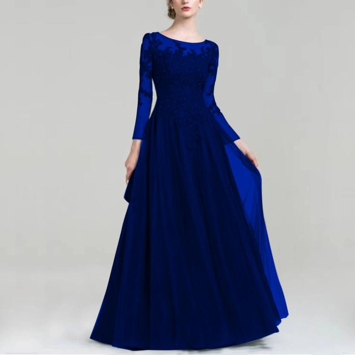 Tulle Scoop Neck Mother of Bride Dress with Sequins
