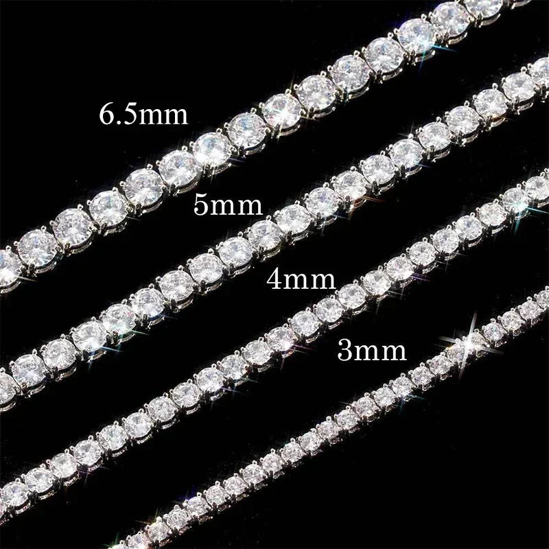 Luxury Moissanite Tennis Necklace – S925 Sterling Silver, GRA Certified, Unisex Hip-Hop Chain, Fine Jewelry Gift for Women