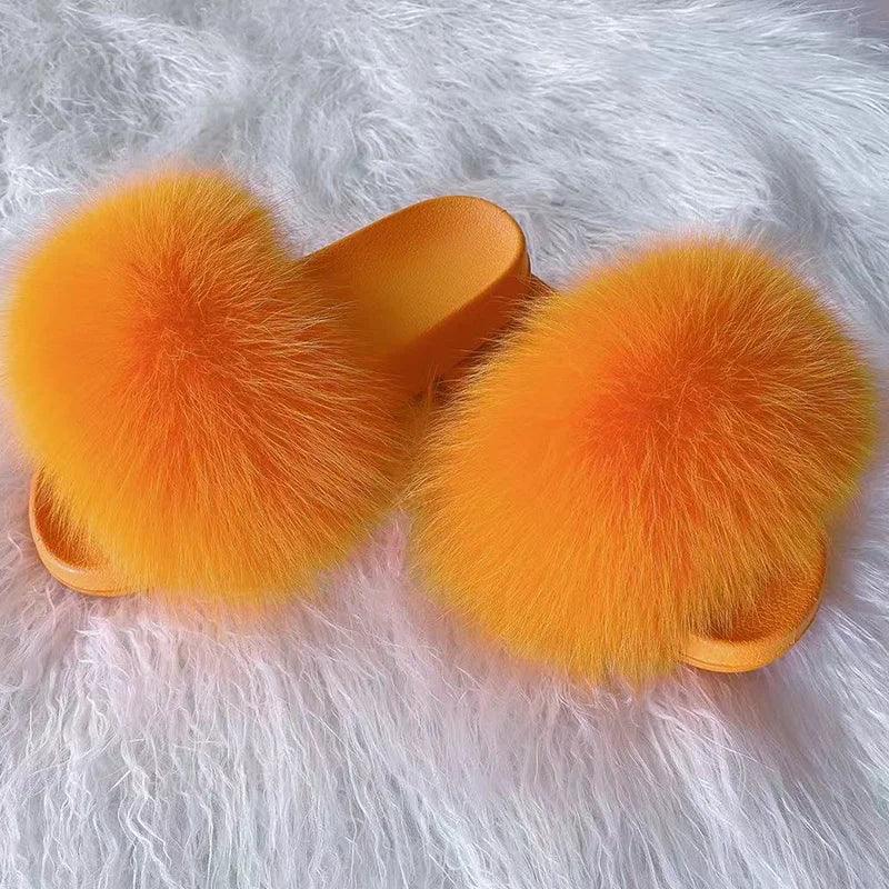 Luxurious Real Fur Slippers – Fluffy House Shoes & Summer Fur Slides for Women, Stylish Flat Furry Sandals Media 1 of 14
