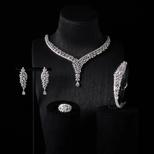 Bridal Luxury Elegant Necklace Set for Women Cubic Zirconia Wedding Jewelry Set for Brides & Accessories - HER SHOP