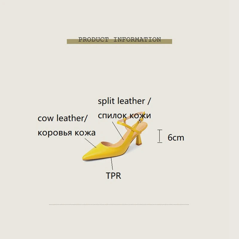 Genuine Leather Shoes for Women – Slingback Elegant High Heels for Party