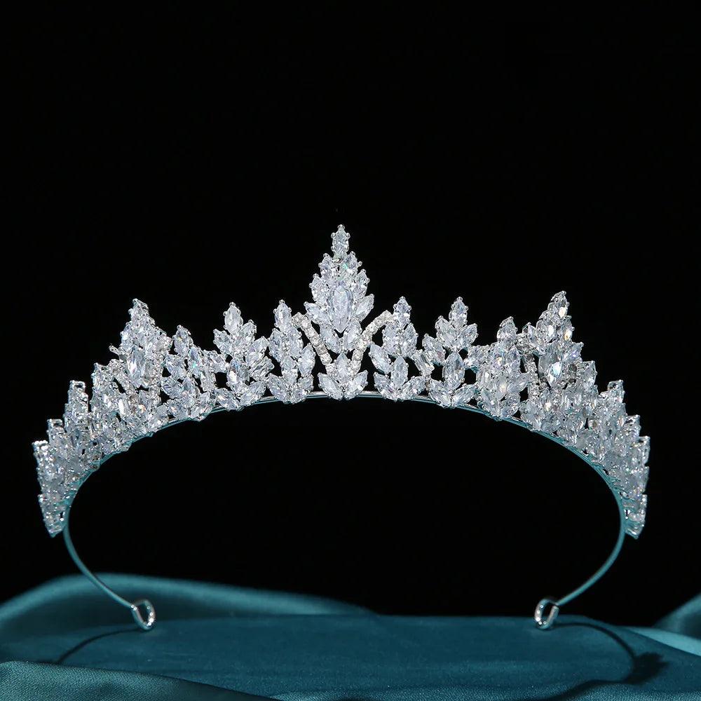 Bridal Headband Wedding Headdress Cubic Zirconia Princess Bride Tiaras Crowns Women Birthday Party Prom Hair Jewelry Hairband