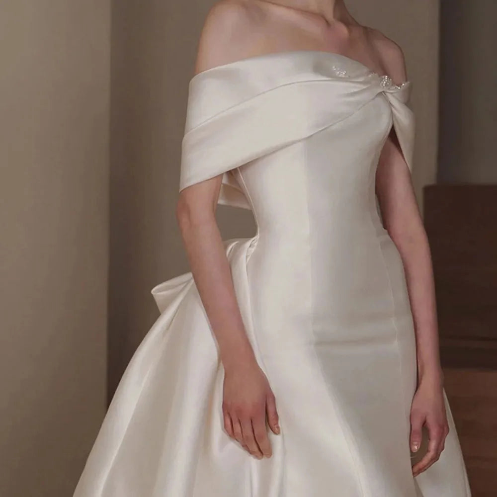 Mermaid Wedding Dresses For Woman Strapless Appliques Customized Wedding Gown Detachable Train Vestidos De Novia