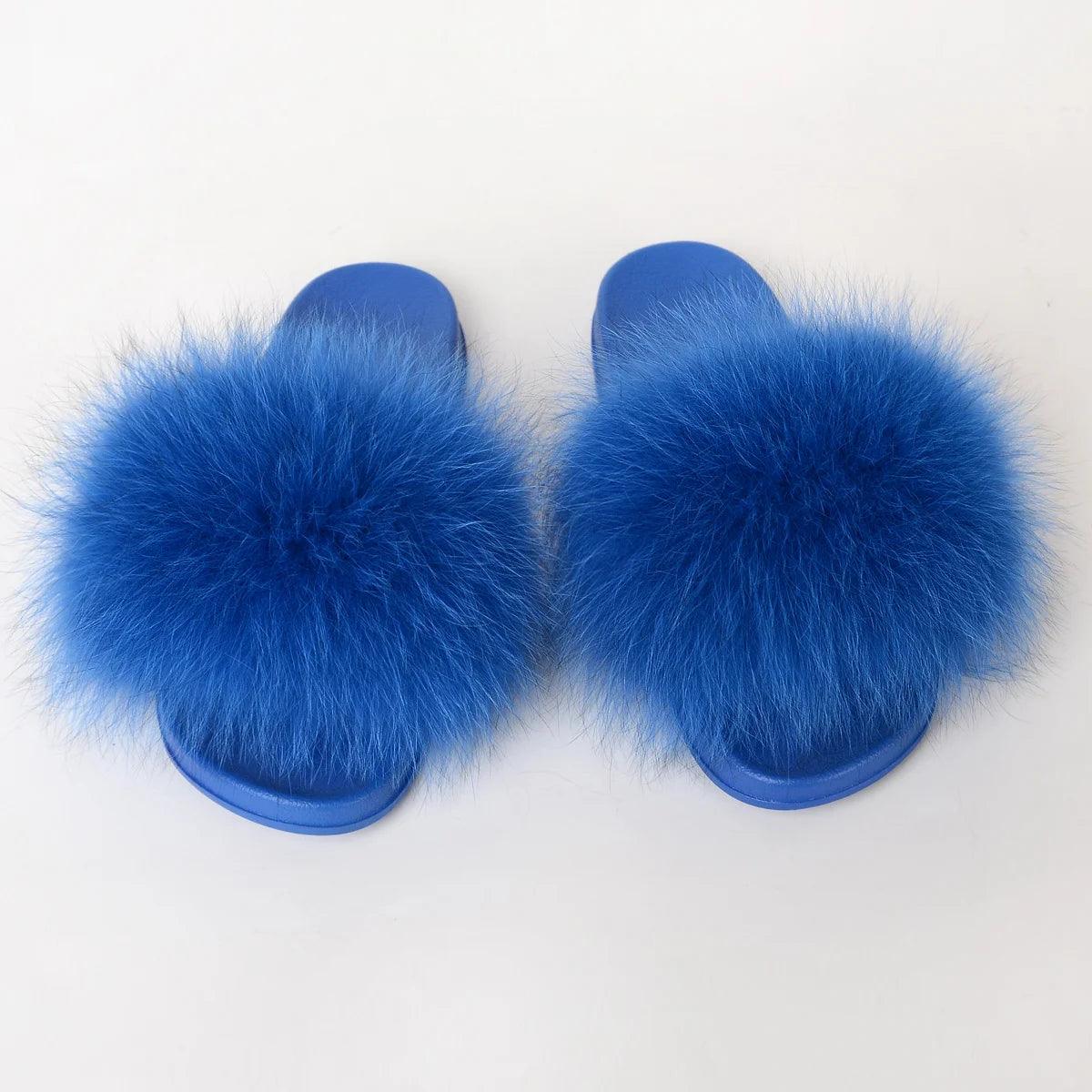 Luxurious Real Fur Slippers – Fluffy House Shoes & Summer Fur Slides for Women, Stylish Flat Furry Sandals Media 1 of 14