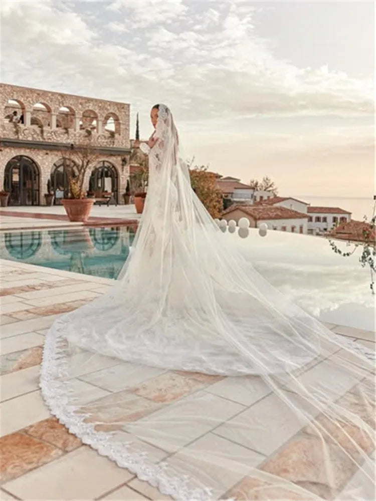 Curvy Mermaid Wedding Dress 2026 Traditional Long Sleeve Lace Bridal Gown