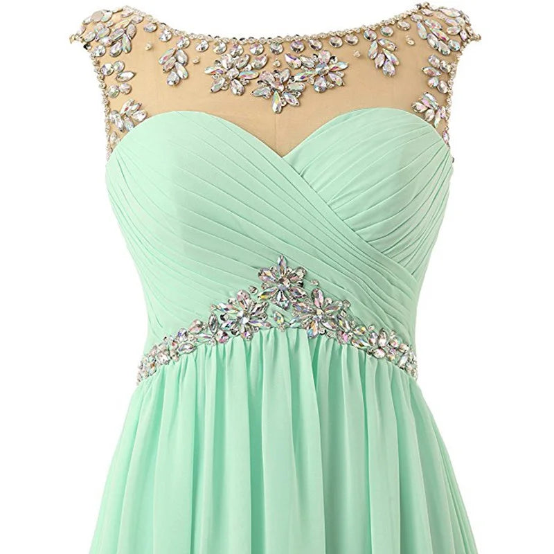 Yellow Chiffon Beaded Crystal Cocktail / Homecoming Dresses