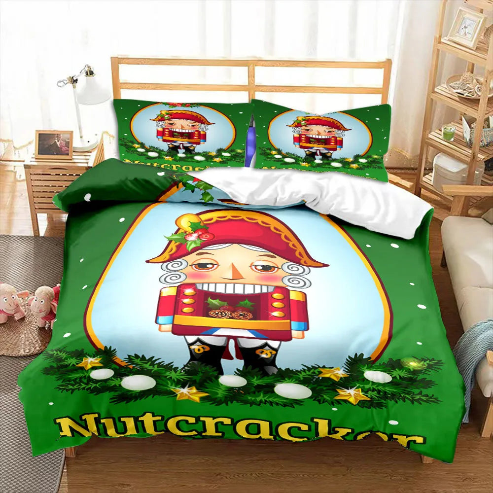 Nutcracker Cartoon Duvet Cover Merry Christmas Navidad Gifts Child Bedroom Decoration Women Men Cartoon Royal Guarder Queen Size