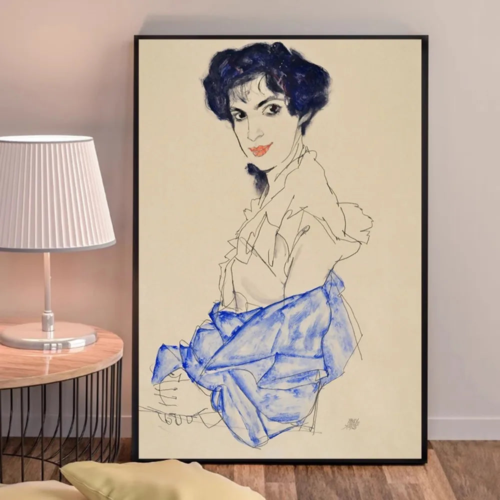 Egon Schiele Body Color Delineation Sketch Figure Poster Good Quality Prints and Posters HD Quality Poster Wall Art Painting