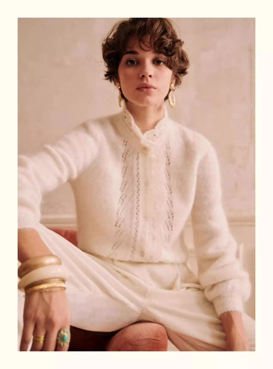 French Design Chic Knitted Cardigan Women'S Spring And Autumn Retro V-Neck Soft Glutinous Long Sleeved Sweater - HER SHOP