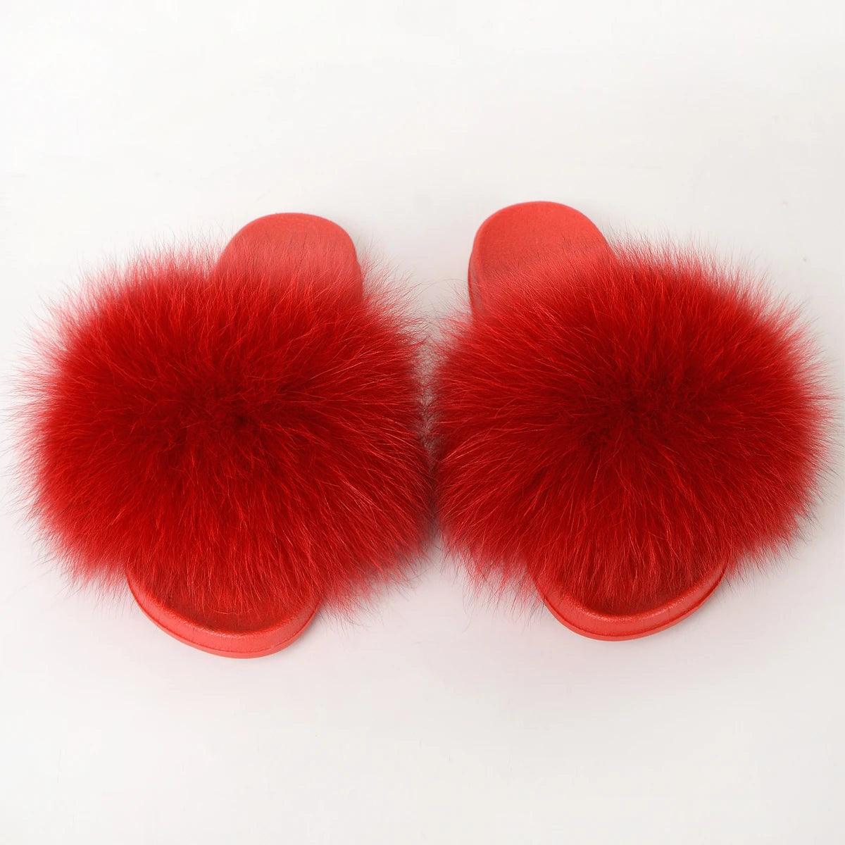 Luxurious Real Fur Slippers – Fluffy House Shoes & Summer Fur Slides for Women, Stylish Flat Furry Sandals Media 1 of 14
