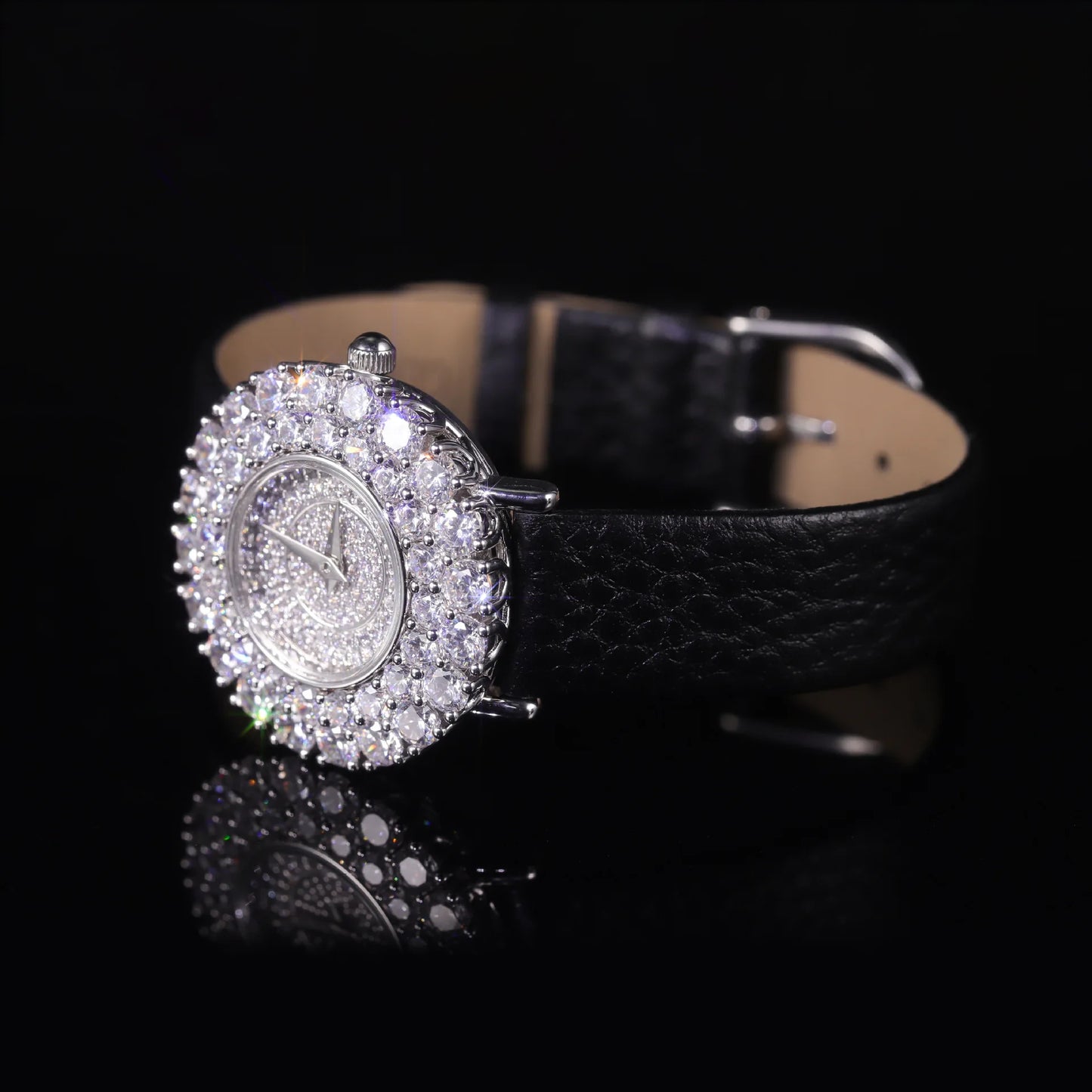 Luxury Women’s Watch – Real 925 Sterling Silver, Full Moissanite Diamonds, Round Zircon Dial, GRA Certified Elegant Wristwatch