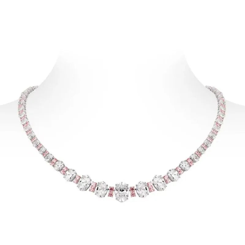 Luxury 925 Sterling Silver Oval Necklace Elegant New Style for Women | Wedding & Party Jewelry Gift