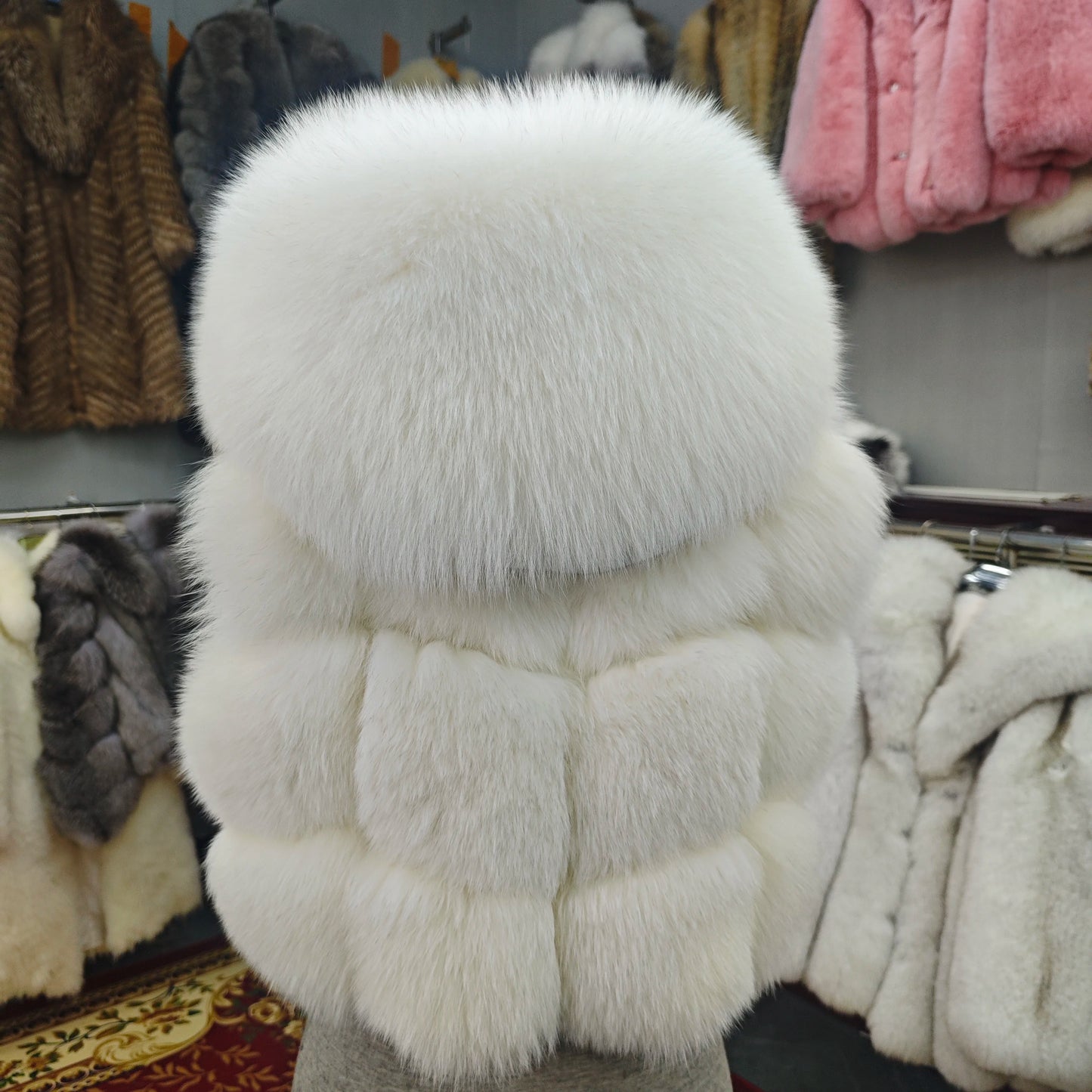 Real Fox Fur Vest Women's Genuine Silver Fox Short Jacket Sleeveless Hooded Fashion Casual Coats